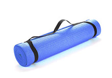 Load image into Gallery viewer, Mind Reader YOGAPVC-BLU All Purpose Extra Thick Yoga Fitness &amp; Exercise Mats with Carrying Strap, High Density Anti-Tear, Blue
