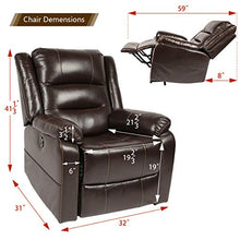 Load image into Gallery viewer, Esright Power Lift Chair Faux Leather Electric Recliner for Elderly, Heated Vibration Massage Sofa with Side Pockets, USB Charge Port &amp; Remote Control, Dark Brown
