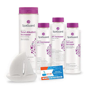 Spa and Hot Tub Chemical Balancer Maintenance Kit - Contains Scum Absorber, SpaGuard Total Alkalinity Increaser, Calcium Increaser, pH Increaser and pH Decreaser (5 Items)