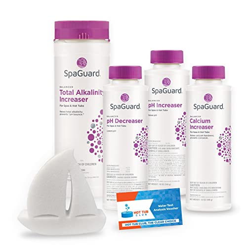 Spa and Hot Tub Chemical Balancer Maintenance Kit - Contains Scum Absorber, SpaGuard Total Alkalinity Increaser, Calcium Increaser, pH Increaser and pH Decreaser (5 Items)