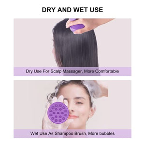 SetSail 2 Pack Shower Body Brush with Bristles and Loofah & Hair Scalp Massager Shampoo Brush, Long Handle Back Scrubber for Shower, Soft Silicone Hair Scalp Scrubber, Dry and Wet Hair Brush