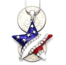 Load image into Gallery viewer, Soulbreezecollection USA American Flag Stars Patriotic 4th of July Independence Day Pendant Necklace &amp; Dangle Earrings Set
