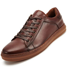 Load image into Gallery viewer, Men's Fashion Casual Genuine Leather Sneaker Shoes Arkbird Original Design Plain Toe Lace Up Rubber Sole Walking Shoes for Men Size 9.5
