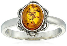 Load image into Gallery viewer, HolidayGiftShops Sterling Silver and Baltic Amber Ring Brittany- Size 8
