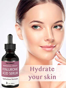 Hyaluronic Acid Serum for Face & Skin | 2 oz | Paraben & SLS Free Moisturizer | By Horbaach