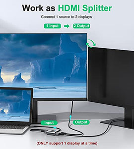 HDMI Switch 4k@60hz Splitter, GANA Aluminum Bidirectional HDMI Switcher 2 in 1 Out, Manual HDMI Hub Supports HD Compatible with Xbox PS5/4/3 Blu-Ray Player Fire Stick Roku (1 Display at a Time)