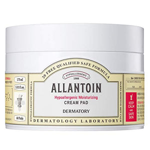 Dermatory Allantoin Hypoallergenic Moisturizing Cream Pad for Dry and Sensitive Skin | Soothing, Hypoallergenic Tested, Dermatologist Tested, 20 Toxic-Free Formula, Fragrance-Free (60 Pads)