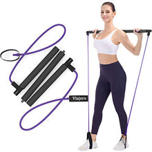 Load image into Gallery viewer, Viajero Pilates Bar Kit for Portable Home Gym Workout - 2 Latex Exercise Resistance Band - 3-Section Sticks - All-in-one Strength Weights Equipment for Body Fitness Squat Yoga with E-Book &amp; Video

