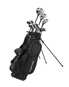 Aspire XD1 Men's Complete Golf Clubs Package Set Includes Titanium Driver, S.S. Fairway, S.S. Hybrid, S.S. 6-PW Irons, Putter, Bag, 3 H/C's Right Hand - Blue - Choose Size! (Regular Size, Right Hand)