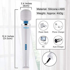 Helisun Magic Massager Rechargeable Cordless Wand Massager USB Charging 8 Speeds and 20 Frequencies Handheld Electric Back Massagers for Neck and Back Quiet