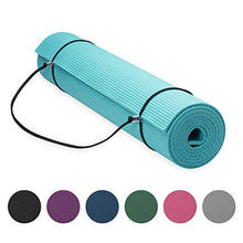 Load image into Gallery viewer, Gaiam Essentials Premium Yoga Mat with Yoga Mat Carrier Sling, Teal, 72" L x 24" W x 1/4 Inch Thick (05-64061)
