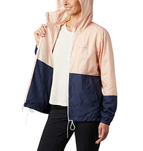 Load image into Gallery viewer, Columbia Women&#39;s Flash Forward Windbreaker, Water &amp; Stain Resistant, Peach Cloud/Nocturnal, Large
