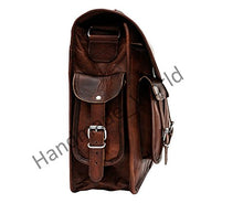 Load image into Gallery viewer, Handmade World Leather Messenger Bag 16 Inch Brown Air cabin Briefcase Leather Cross body Shoulder Large Laptop School bag (12" X 16")
