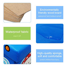 Load image into Gallery viewer, Folding Storage Ottoman Stool Foldable Storage Box Soft Cartoon Toy Large Capacity Bench for Kids Clothes and Books Container with Removable Pu Leather Lid | 402525cm (Blue)
