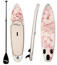 Load image into Gallery viewer, Dunnrite Products Inflatable Stand Up Paddle Board Kit (SUP with Paddle, Backpack Travel Bag, Pump, Fins, &amp; Coiled Leash) (Floral)
