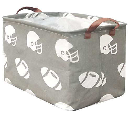 BOOHIT Rectangular Storage Basket,Nursery Hamper Canvas Fabric Toy Storage Organizer Bin,Waterproof Storage Box,Laundry Basket for Kid Rooms,Playroom,Shelves,Toy Basket,Gift Basket(Football)
