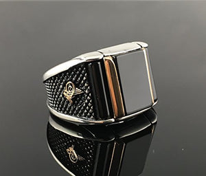 KAR 925K Stamped Sterling Silver Black Onyx Men's Ring K6F (10.25)