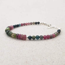 Load image into Gallery viewer, Watermelon Tourmaline Bracelet for women Sterling Silver October Birthstone Gemstone Jewelry
