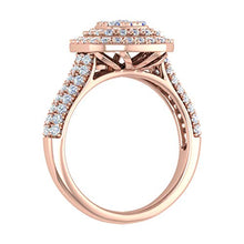 Load image into Gallery viewer, 1 Carat Cushion Cut Halo Prong Set Diamond Engagement Ring in 10K Rose Gold - IGI Cert (Ring Size 7)
