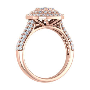 1 Carat Cushion Cut Halo Prong Set Diamond Engagement Ring in 10K Rose Gold - IGI Cert (Ring Size 7)