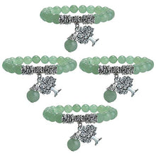 Load image into Gallery viewer, SUNYIK Green Aventurine Handmade Round Stone Tree of Life Stretch Bracelet for Women Men, 7" Strand
