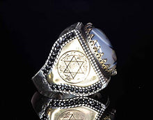 Load image into Gallery viewer, 925 Sterling Silver Men Ring, Yemeni Agate Natural Gemstone, (similar to stone will be sent) Free Express Shipping
