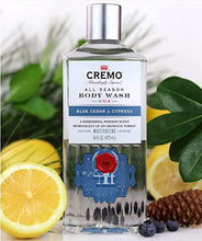 Load image into Gallery viewer, Cremo Rich-Lathering Blue Cedar &amp; Cypress Body Wash, A Woodsy Scent with Notes of Lemon Peel, Cypress and Cedar, 16 Fl Oz (2-Pack)
