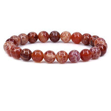 Load image into Gallery viewer, Natural Red Crab Fire Agate Gemstone 8mm Round Beads Stretch Bracelet 7 Inch
