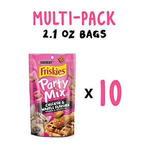Purina Friskies Party Mix Cat Treats, Chicken & Waffle, 2.1 Ounce (Pack of 10)