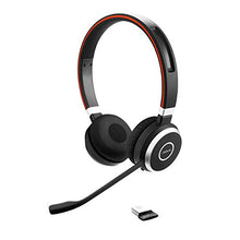 Load image into Gallery viewer, Jabra Evolve 65 UC Wireless Headset, Stereo – Includes Link 370 USB Adapter – Bluetooth Headset with Industry-Leading Wireless Performance, Passive Noise Cancellation, All Day Battery, Stereo Speaker, Model: 6599-829-409
