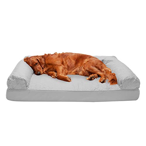 Furhaven Pet Bed for Dogs and Cats - Quilted Sofa-Style Egg Crate Orthopedic Dog Bed, Removable Machine Washable Cover - Silver Gray, Jumbo (X-Large)
