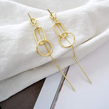 Load image into Gallery viewer, Circle Dangle Tassel 14K Gold Plated Earrings with S925 Sterling Silver Simple Geometric Element Gold Long for Women for Women Girl Ladies Gifts for Women Girl Gifts Present Valentines Birthday Anniversary Mothers Day Christmas
