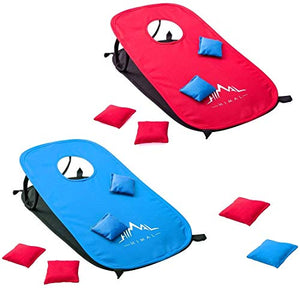 Himal Collapsible Portable Corn Hole Boards With 10 Cornhole Bean Bags And Tic Tac Toe Game 2 Games on 1 Board (2 x 1-feet)