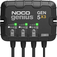 Load image into Gallery viewer, NOCO Genius GEN5X3, 3-Bank, 15-Amp (5-Amp Per Bank) Fully-Automatic Smart Marine Charger, 12V Onboard Battery Charger, Battery Maintainer and Battery Desulfator with Temperature Compensation
