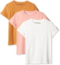 Load image into Gallery viewer, Kid Nation Kids Unisex 3 Packs 100% Cotton Tagless Short Sleeve Crewneck T Shirts S Biscuit + Eggnog + Seashell Pink
