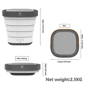 Portable Washing Machine Foldable Bucket Washer with Spin Dry and Drainage Pipe(110V/240V, US Plug)