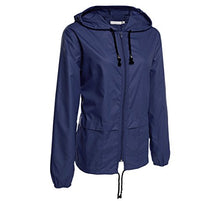 Load image into Gallery viewer, Hount Women&#39;s Lightweight Hooded Raincoat Waterproof Packable Windbreaker Jacket (L, Navy Blue)
