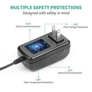 HKY 9V 2.5A Universal Charger, AC to DC, 2.1mmX5.5mm (5.5x2.5/2.5x0.7/3.5x1.35/4.0x1.7/4.8x1.7/5.5x1.7mm) Barrel Plug, AC 100-240V Converter Adapter DC 9V 2.5A(0.5A,1A,1.5A,2A) Power Supply Cord