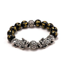 Load image into Gallery viewer, ZenBless Fengshui Pi Xiu Double Pi Yao Bracelet Black Mantra Bead Bracelets Attract Wealth and Good Luck
