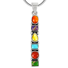 Load image into Gallery viewer, Gemstone Pendant Necklace 925 Sterling Silver &amp; Genuine Turquoise &amp; Gemstones (20&quot; Length) (Multi-C71)
