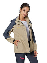 Load image into Gallery viewer, Spmor Women&#39;s Waterproof Jacket Rain Coat Windproof Breathable Hooded Windbreaker Jacket Khaki X-Large
