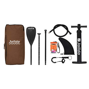 jolldo Inflatable Stand Up Paddle Board 10'6'×31"×6" Ultra-Light SUP Non-Slip Deck w Paddle, Pump, Backpack, Leash, Waterproof Case, Repair kit, Wood