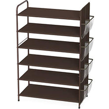 Load image into Gallery viewer, Simple Houseware 6-Tier Shoe Rack Storage Organizer 34-Pair w/ Side Hanging Bag, Bronze
