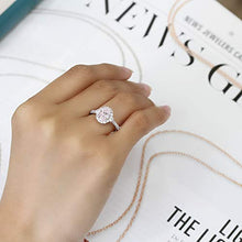 Load image into Gallery viewer, Platinum Plated 925 Sterling Silver Ring 1.2 carat Oval Super Light Pink CZ Stone Halo Ladies Cocktail Ring (Size 5 to 9), 6
