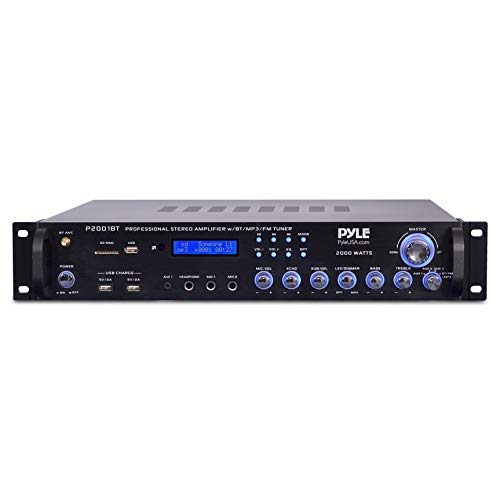 Multi Channel Bluetooth Preamplifier Receiver - 2000 Watt Audio Home Speaker Sound Stereo Receiver W/Radio, USB, Headphone, Aux, RCA, Dual Microphone W/Echo, Led, Wireless Streaming - Pyle P2001BT
