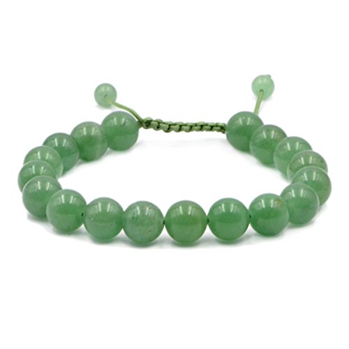 AD Beads Natural 10mm Gemstone Bracelets Healing Power Crystal Macrame Adjustable 7-9 Inch (Green Aventurine)