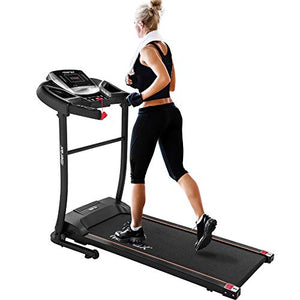 Merax Electric Folding Treadmill – Easy Assembly Fitness Motorized Running Jogging Machine with Speakers for Home Use, 12 Preset Programs (Black)