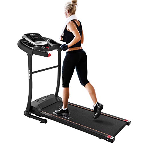 Merax Electric Folding Treadmill – Easy Assembly Fitness Motorized Running Jogging Machine with Speakers for Home Use, 12 Preset Programs (Black)