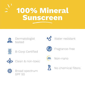Mustela Baby Mineral Sunscreen Stick SPF 50 Broad Spectrum - Face & Body Sun Stick with 70% Organic Ingredients - Ultra Sheer, Water Resistant & Fragrance-Free - 0.6 oz.