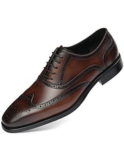 Load image into Gallery viewer, Hallow unbind Men's Handmade Dress Shoes Full Grain Leather Wingtip Brogue Oxford Formal Shoes for Men 11 Dark Brown
